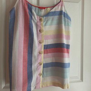 Joules Linen Blend Multicolor Stripe Carper Lightweight Camisole - Size 8